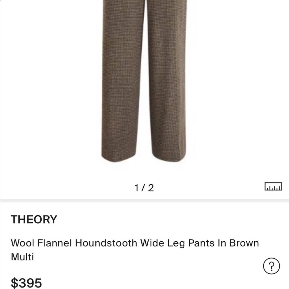 ❌SOLD❌Theory wide pant brown multi hounds flannel NWT $395 size 0 designer - Picture 4 of 9